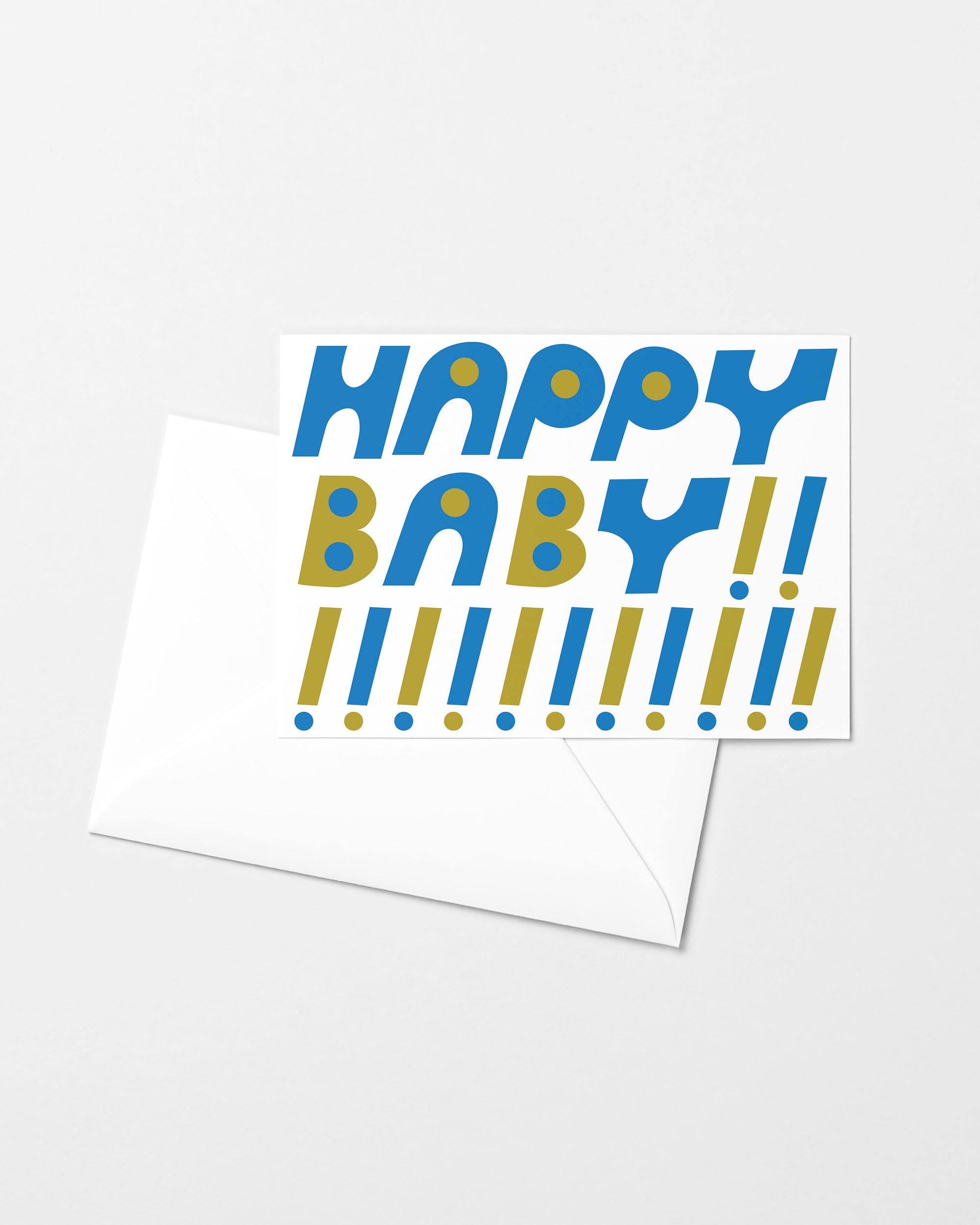 Happy Baby Blue Exclaim Risograph Greeting Card