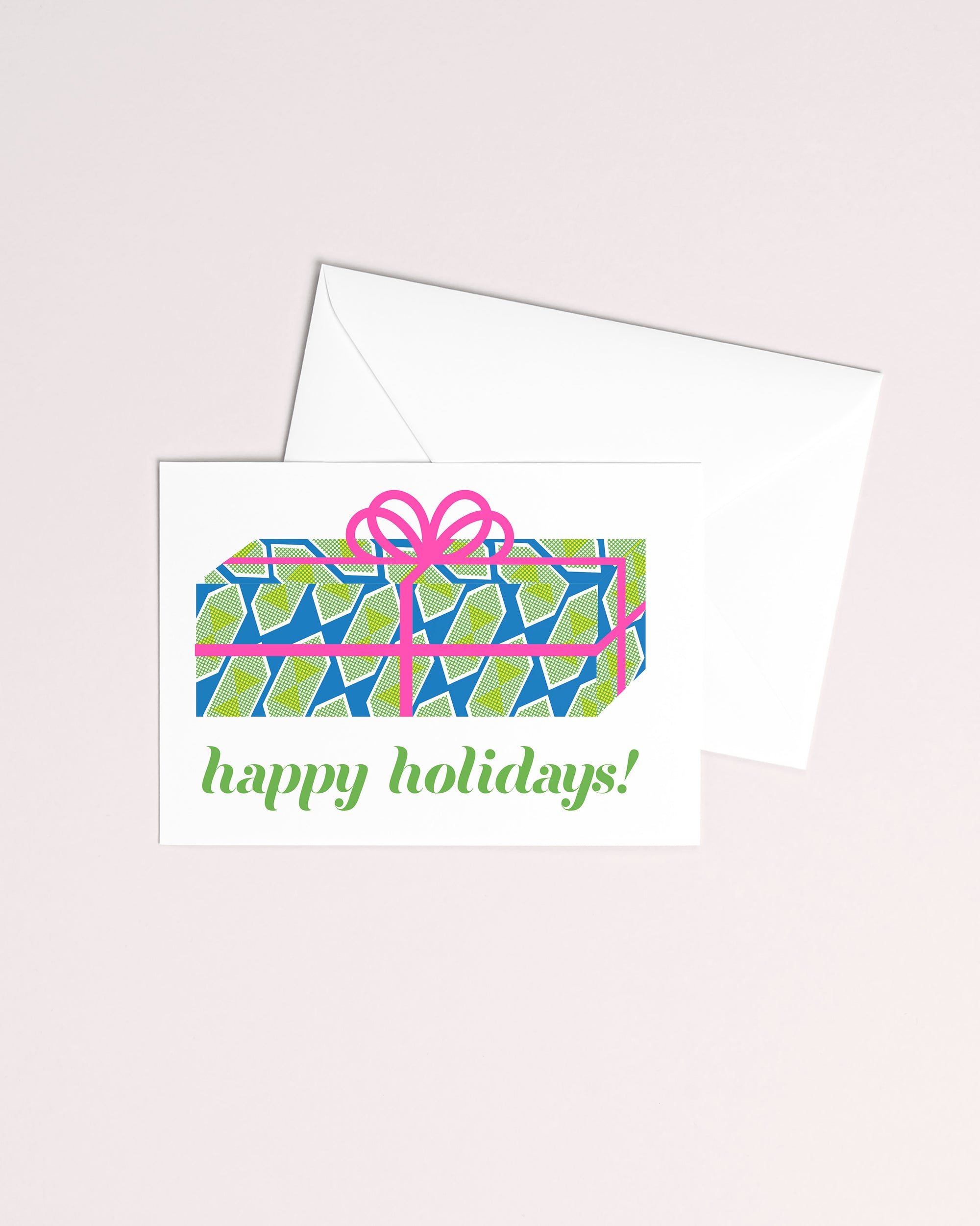 Zigzag Present Risograph Holiday Greeting Card