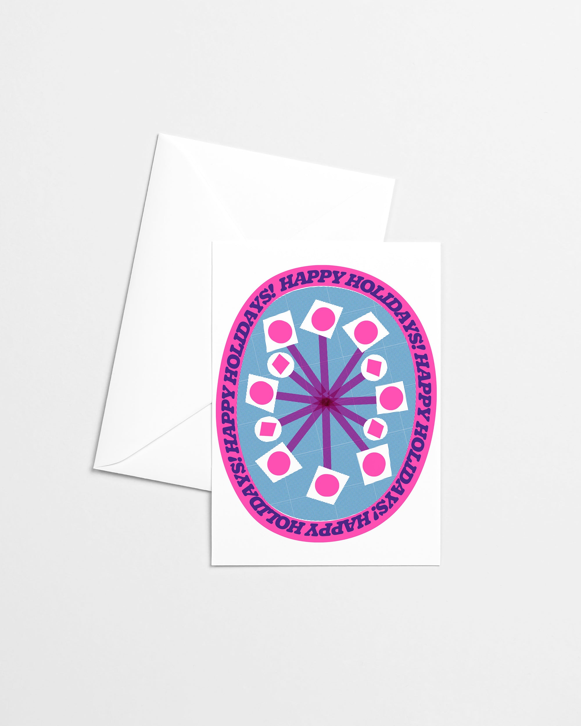 Happy Holidays Pink Star Greeting Card