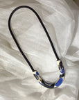 Zig Zag Line + Black Rope • Ceramic Necklace