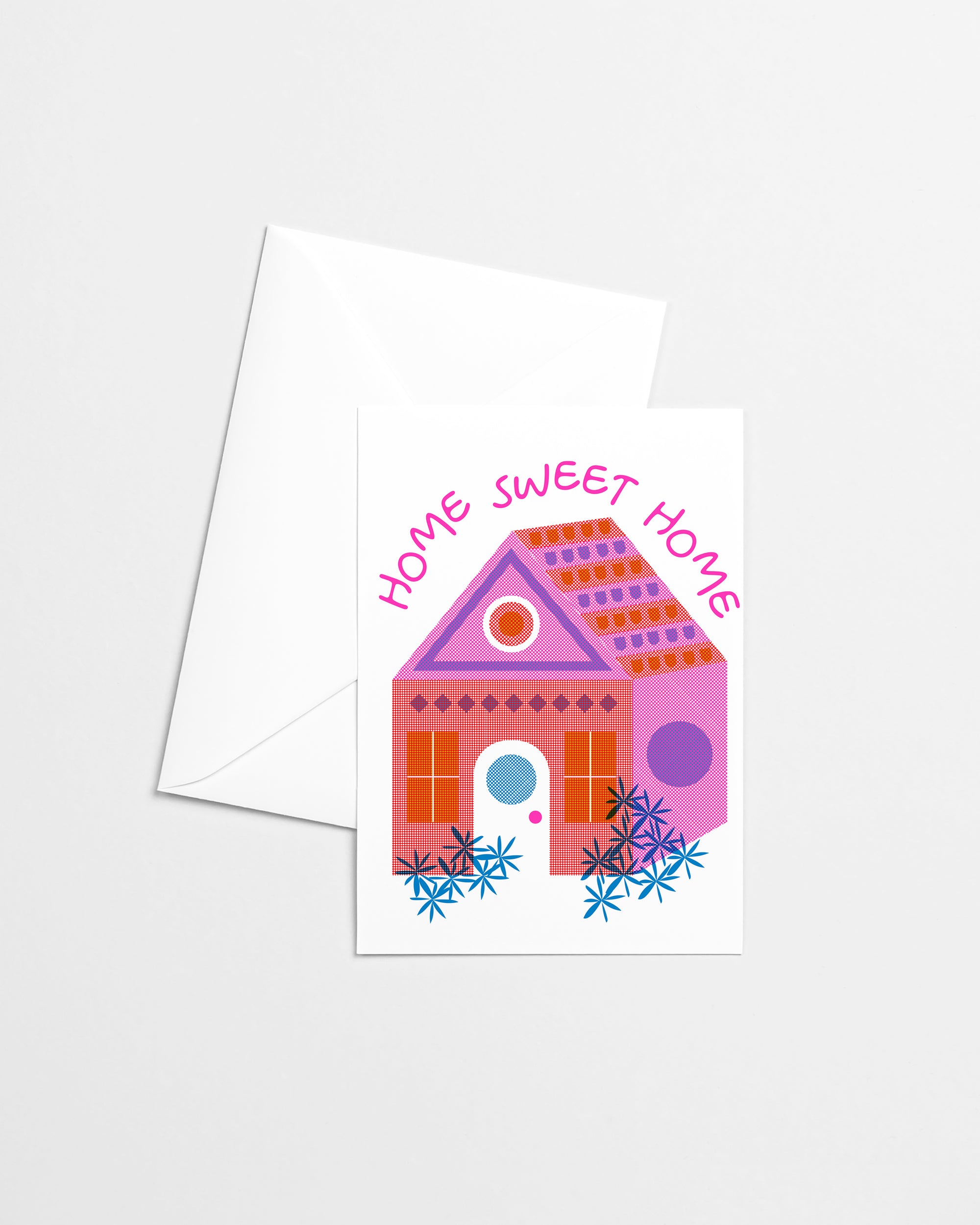 Home Sweet Home House Risograph Greeting Card