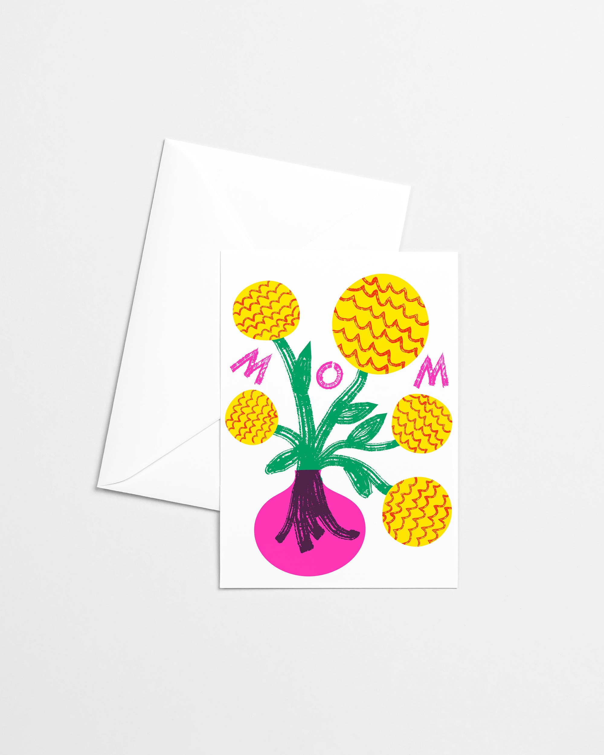 Mom Modern Yellow Blooms Risograph Greeting Card