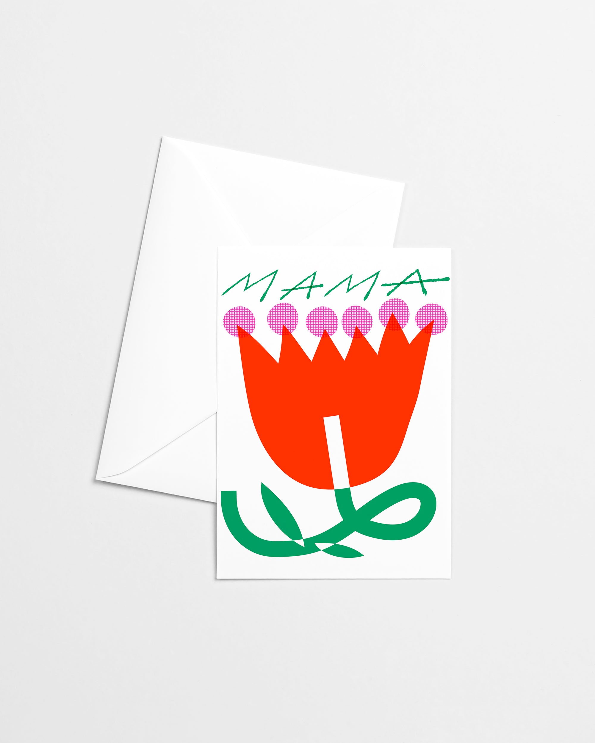 Mama Big Flower Risograph Greeting Card