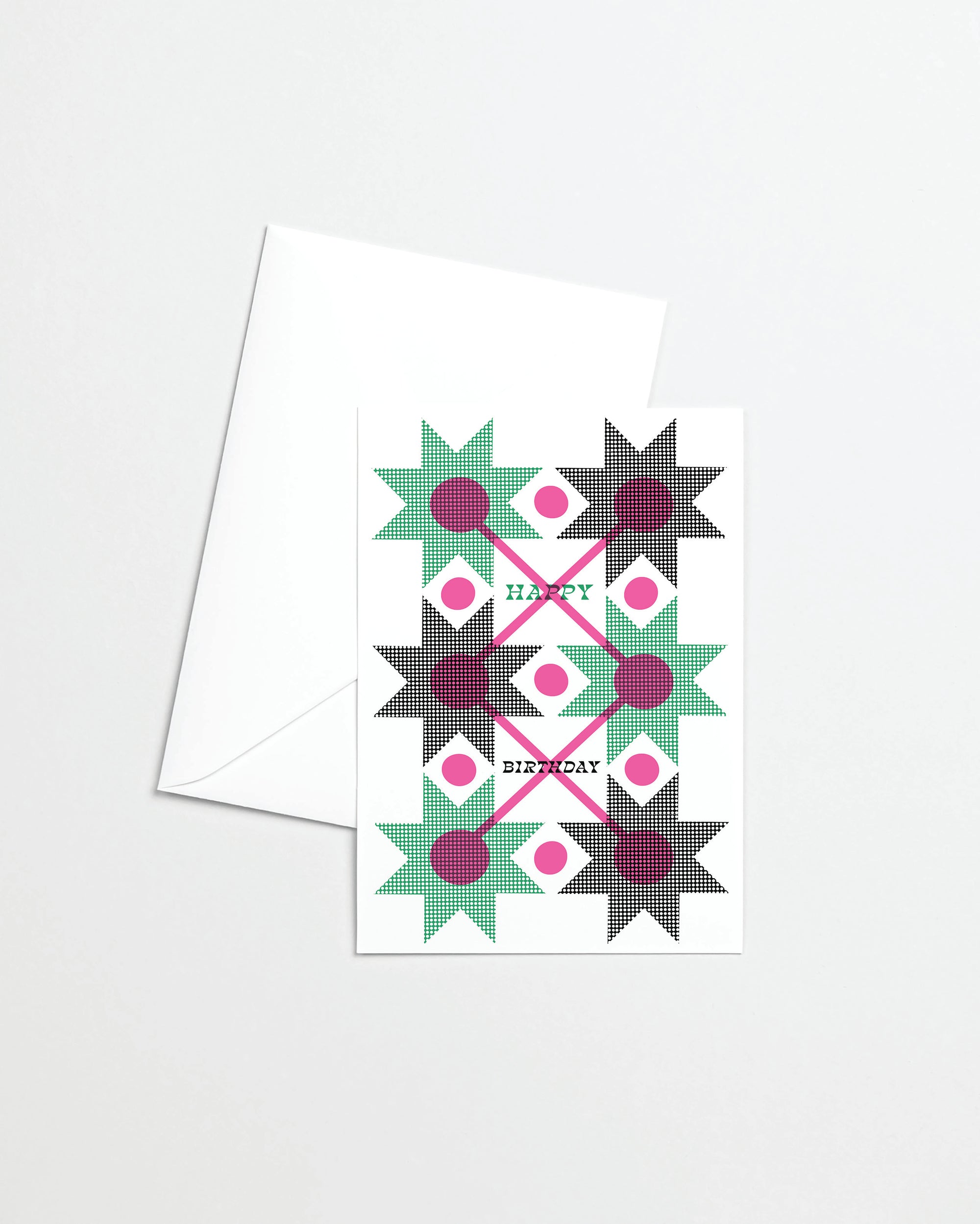 Happy Birthday Quilt Risograph Greeting Card