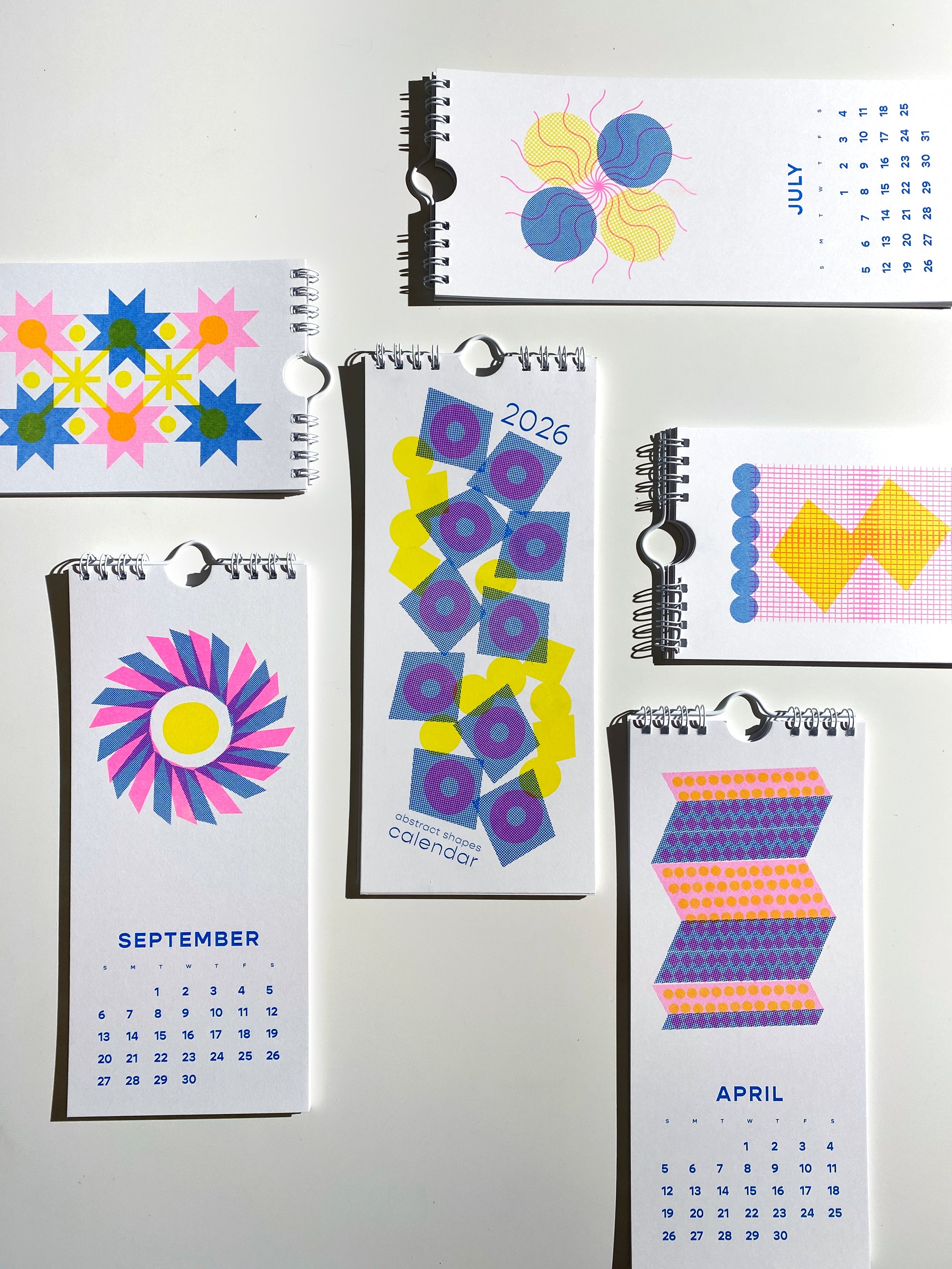 2026 Abstract Shapes Modern Risograph Wall Calendar