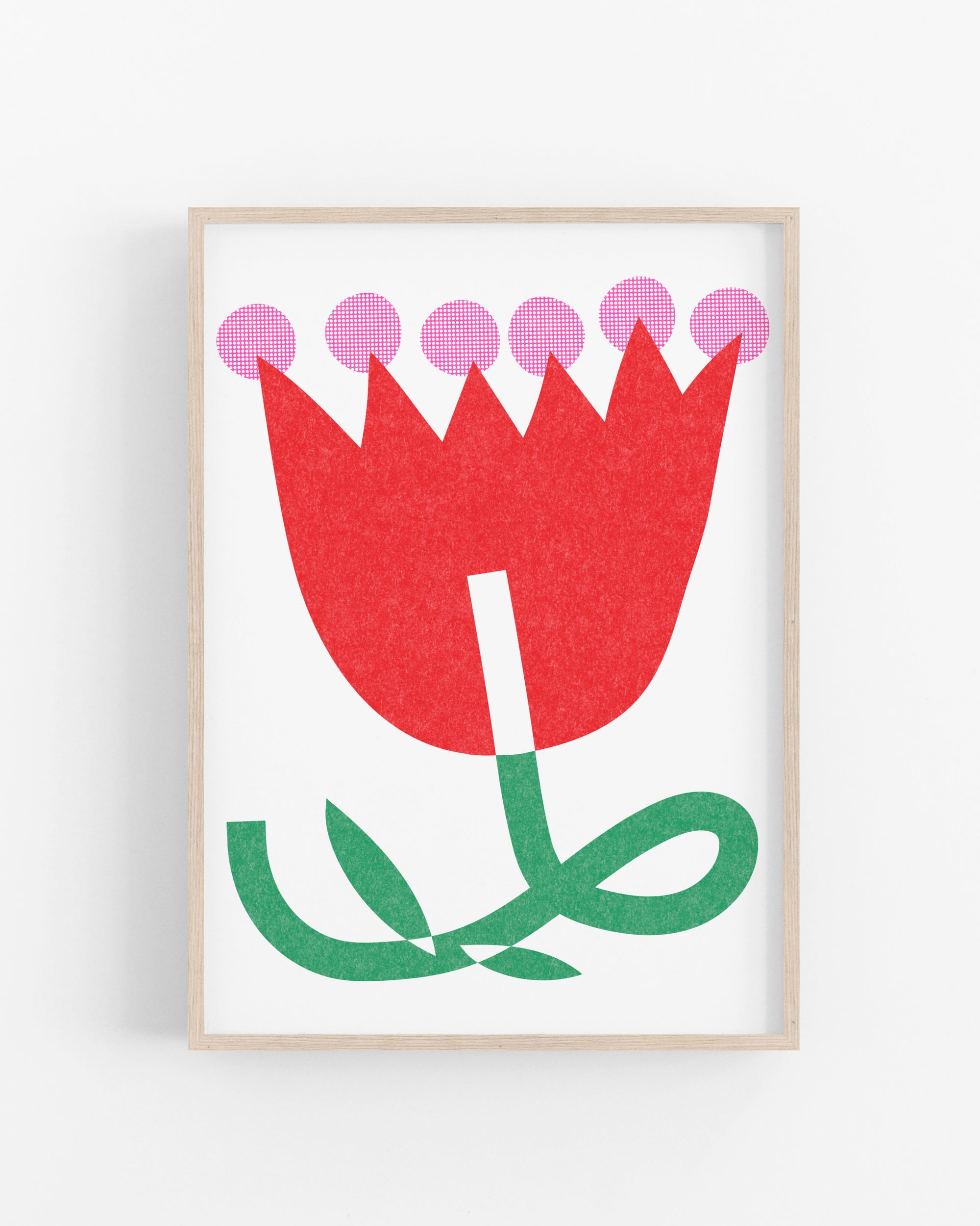 Big Red Flower • Modern Risograph Print