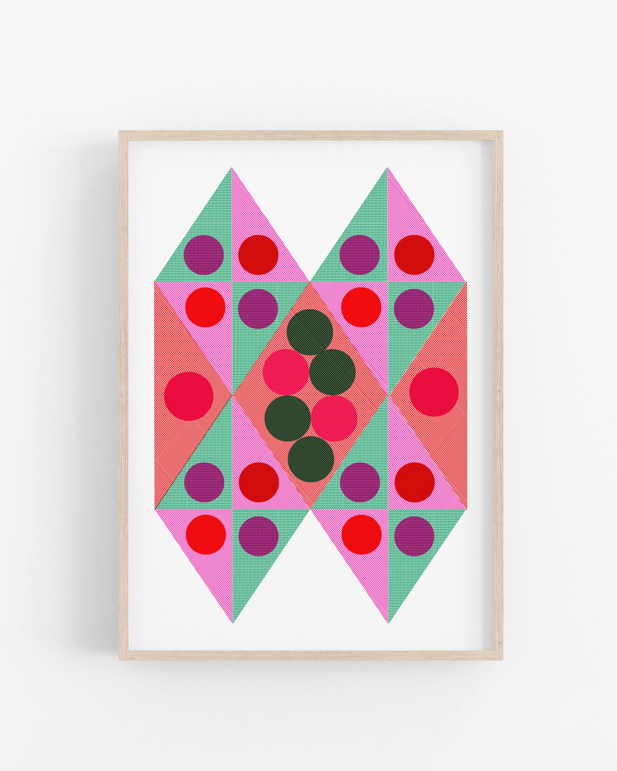 Kite • Pink/Green • Modern Risograph Print