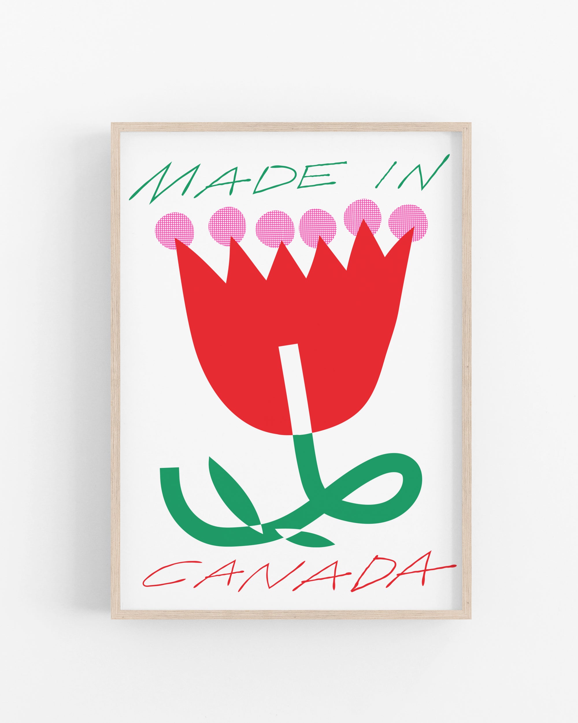 Made In Canada Red Flower • Modern Risograph Print