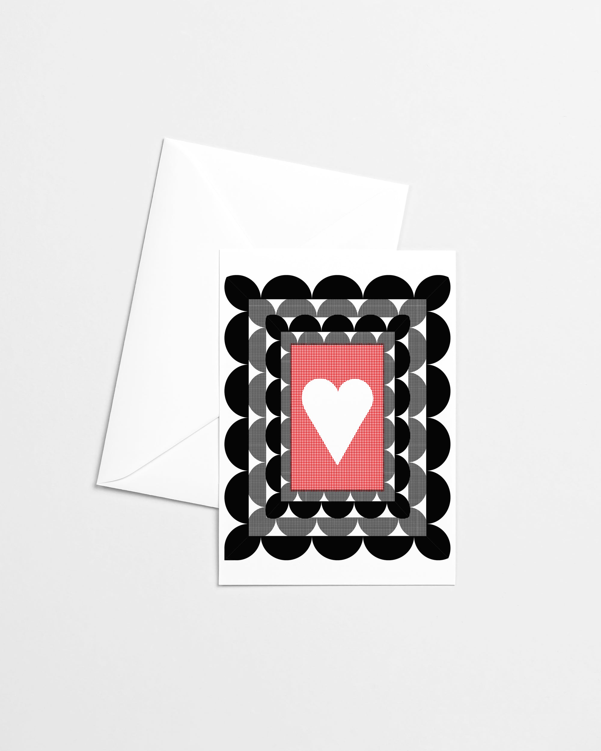 Black Frame Heart Valentine Risograph Greeting Card