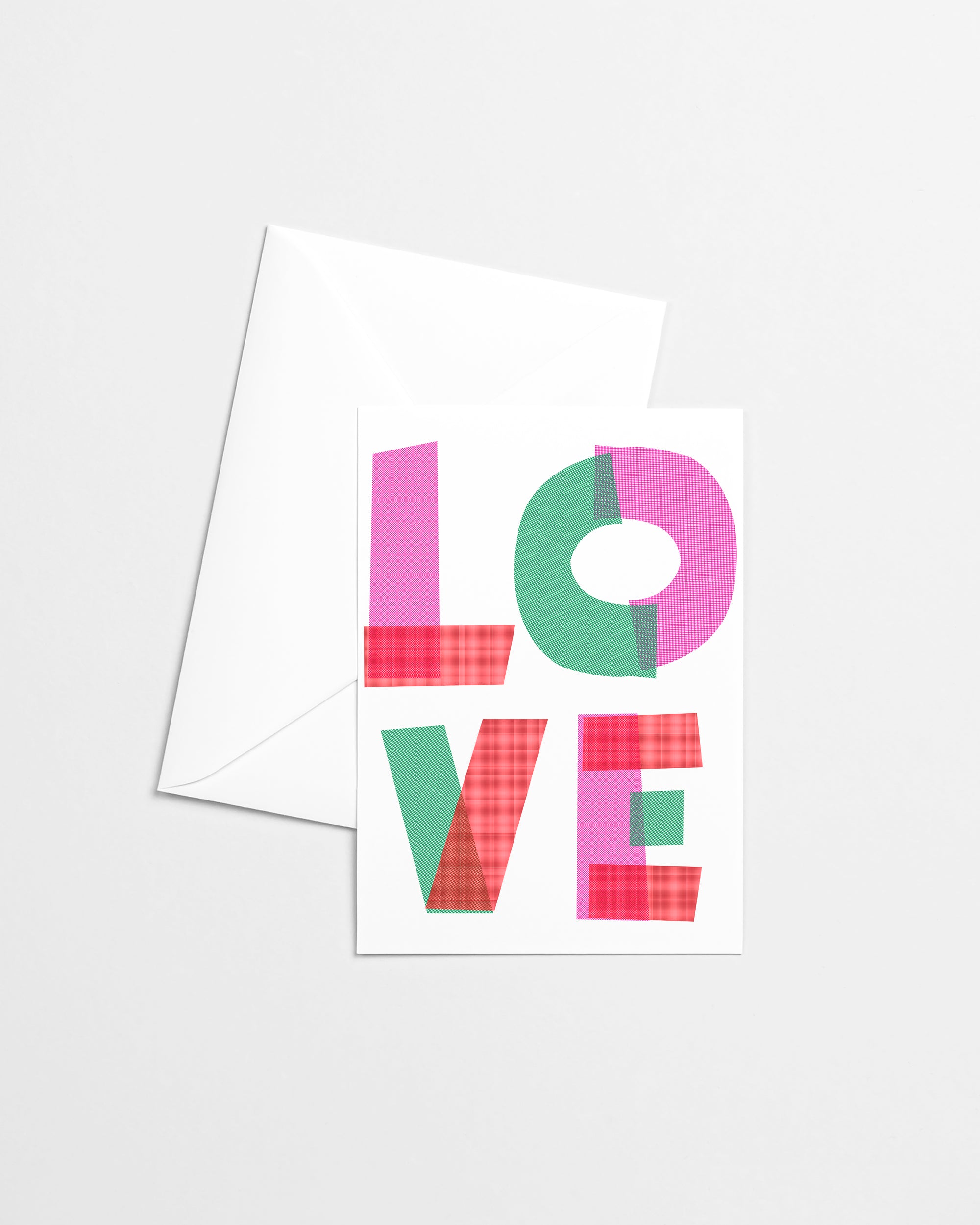 LOVE Geometric Type Risograph Greeting Card