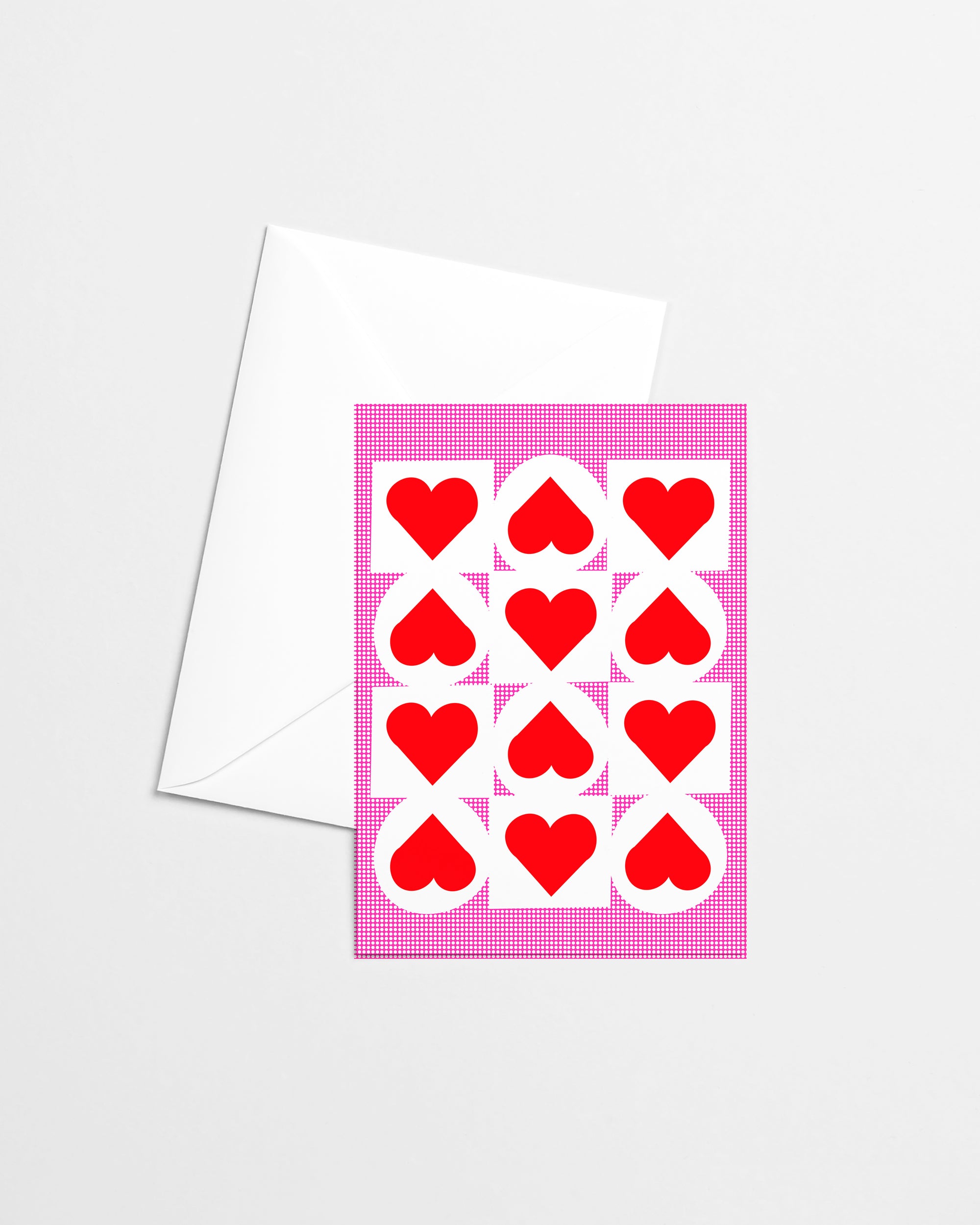 Big Modern Hearts Valentine Risograph Greeting Card