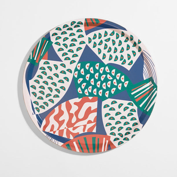 Blue Wave Modern Design Birchwood Tray
