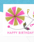Happy Birthday Modern Flower Risograph Card