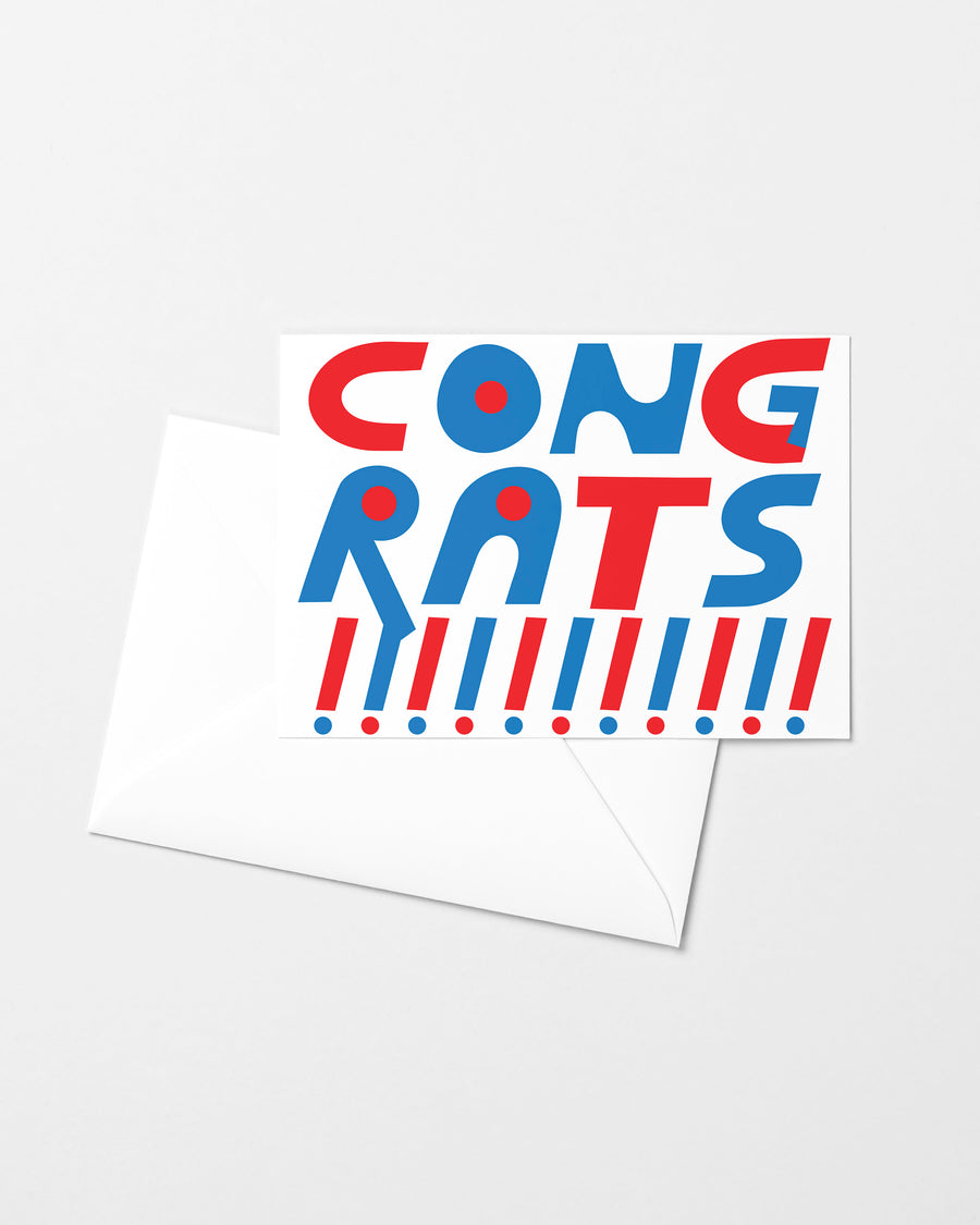 Congrats Exclaim Risograph Greeting Card