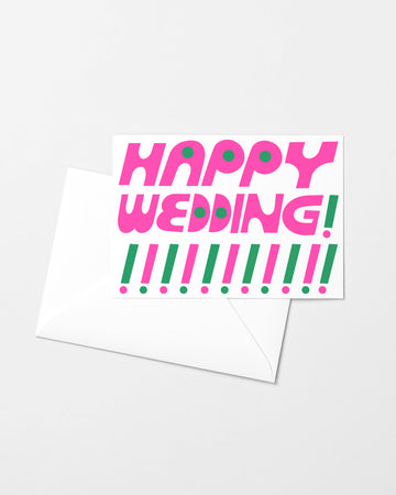 Happy Wedding Exclaim Risograph Greeting Card