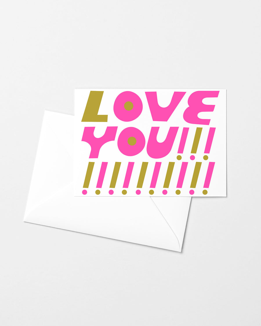 Love You Exclaim Risograph Greeting Card