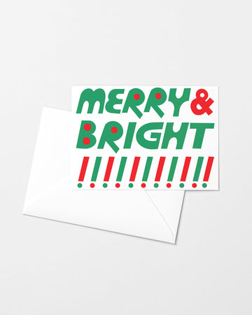 Merry & Bright Exclaim Risograph Greeting Card