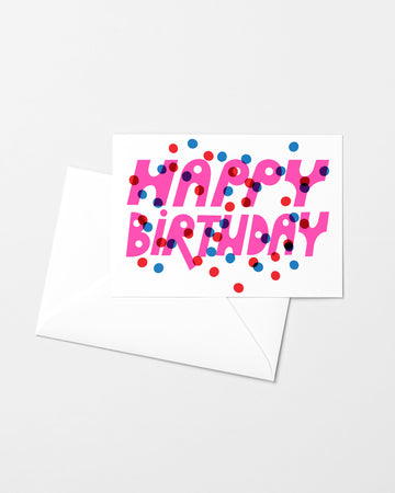 Confetti Happy Birthday Risograph Greeting Card