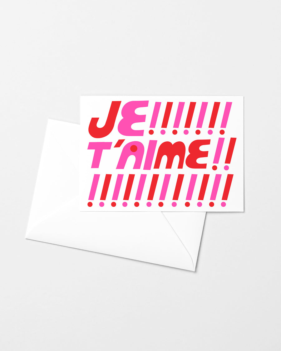 Je T'aime Carte de Souhaits Risograph Greeting Card