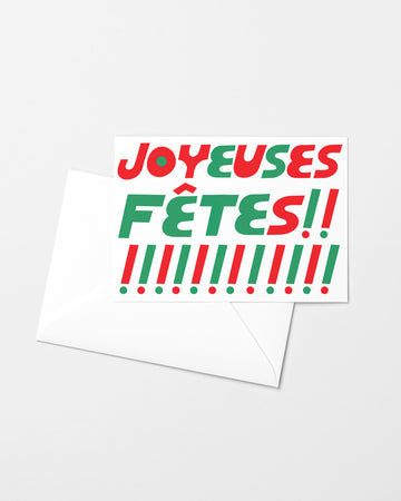 Joyeuses Fetes Carte de Souhaits Risograph Greeting Card