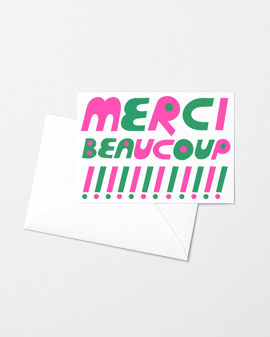 Merci Beaucoup Carte de Souhaits Risograph Greeting Card