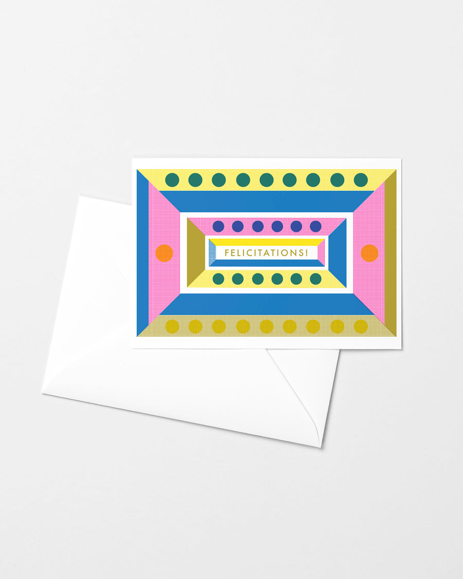 Felicitations Geometrique Carte de Souhaits Risograph Greeting Card