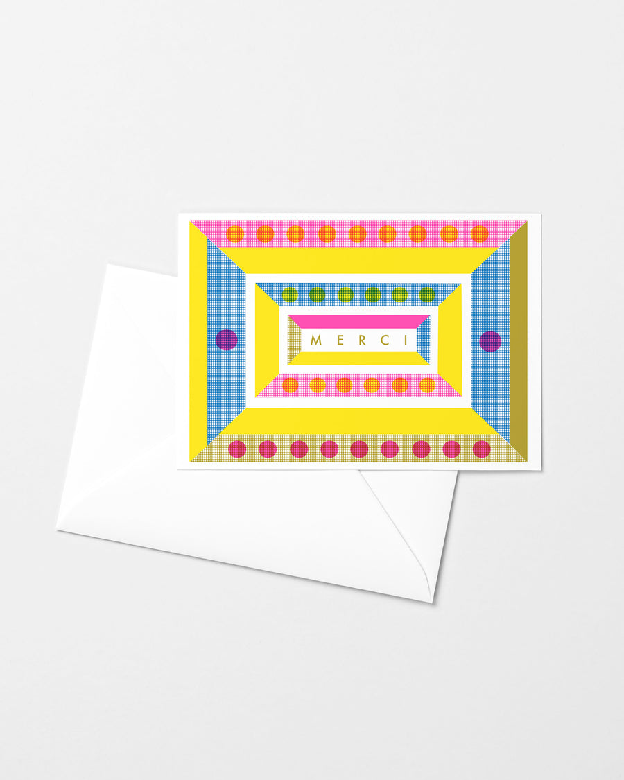 Merci Geometrique Carte de Souhaits Risograph Greeting Card