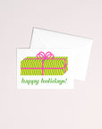 Stripey Present Risograph Holiday Greeting Card