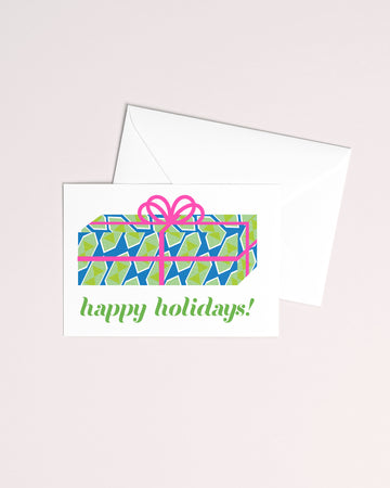 Zigzag Present Risograph Holiday Greeting Card
