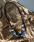 Zig Zag Line + Black Rope • Ceramic Necklace