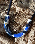 Zig Zag Line + Black Rope • Ceramic Necklace