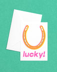 Lucky Horseshoe Risograph Greeting Card
