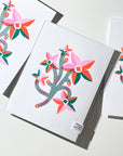 Paperclip Flowers • Modern Risograph Print