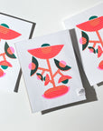 Grid Flowers • Modern Risograph Print