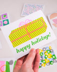 Stripey Present Risograph Holiday Greeting Card