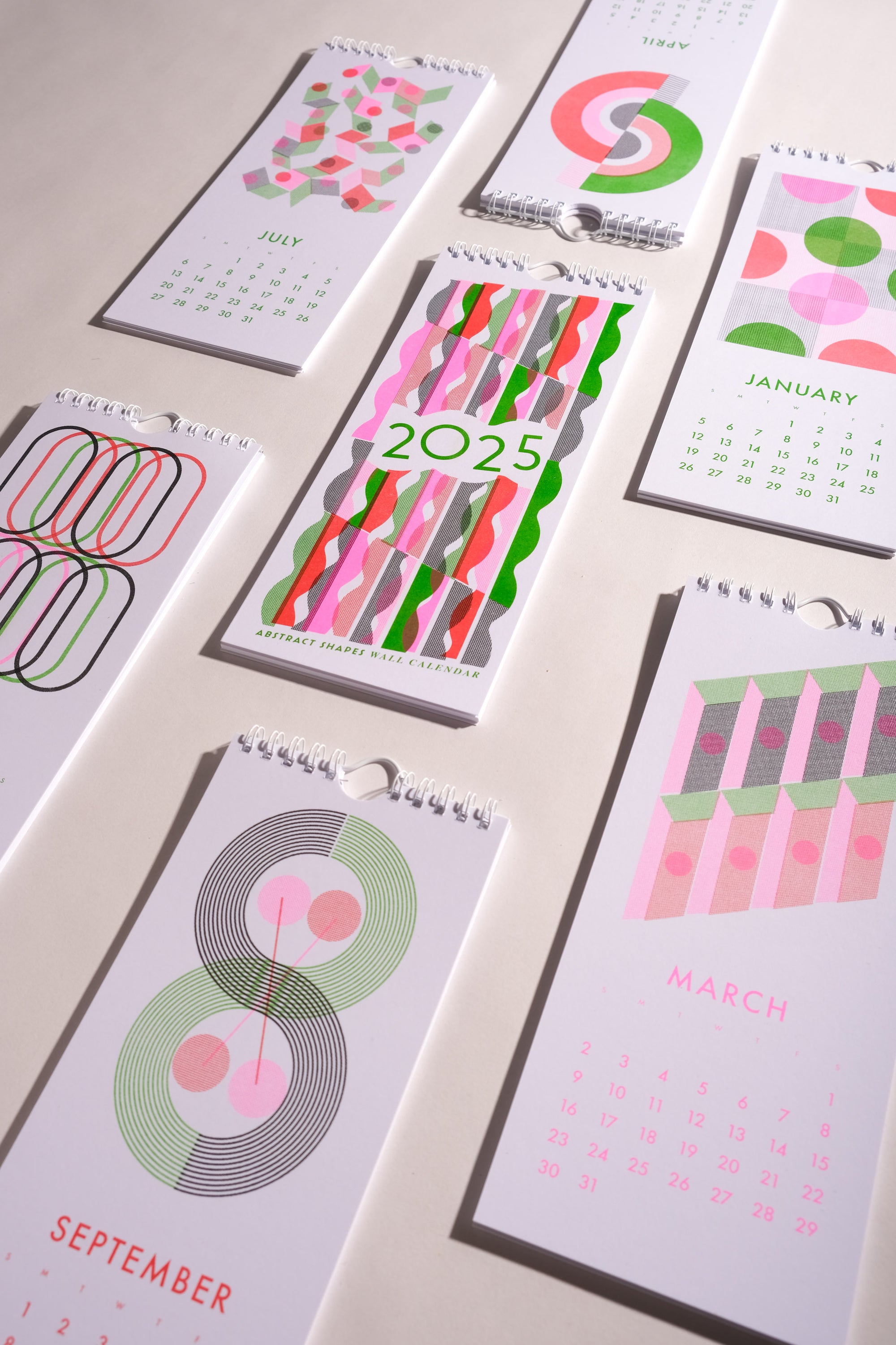 2025 Abstract Shapes Modern Risograph Wall Calendar