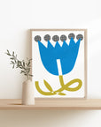 Big Blue Flower • Modern Risograph Print