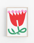 Big Red Flower • Modern Risograph Print