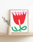 Big Red Flower • Modern Risograph Print