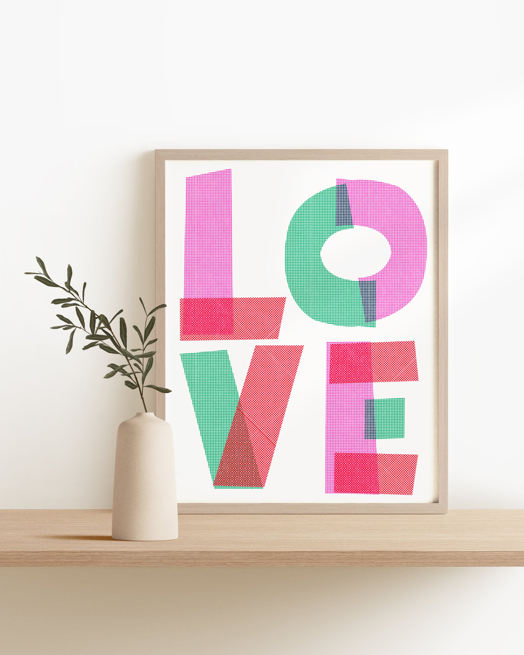 LOVE Geometric Type • Modern Risograph Print