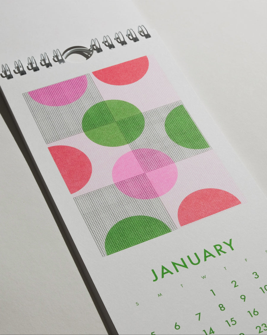 2025 Abstract Shapes Modern Risograph Wall Calendar